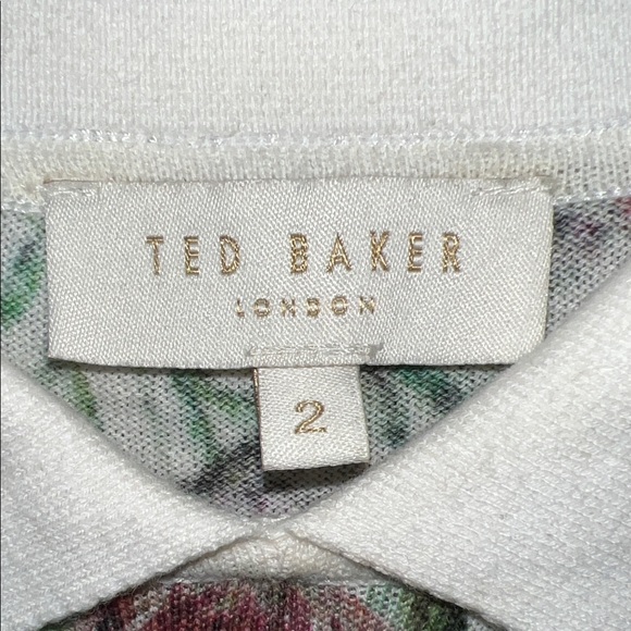 SUPER CUTE Ted Baker 'Karn' Thistle Floral Sweater - Purple and Green on White - Picture 4 of 11